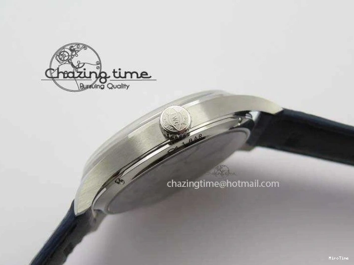 MIROTIME 0113 Portuguese IW5444 SS White Dial Blue Numbers On Blue Leather Strap A Modern 7258